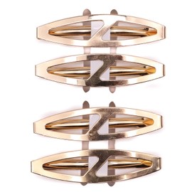 Mytoptrendz® 4 pcs Small Slim French Style Barrettes Hair Slides Double Bar Clip In Flat Thin Un Sprung Hair Clips Grips Classic Women Girls Hair Accessory (Style 5- Gold)