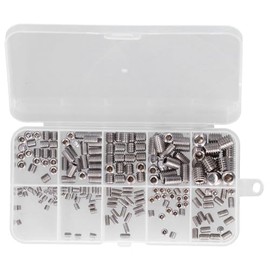 220 Uds. Tornillo Prisionero de Acero Inoxidable M3 a M8 Hexagonal Extremo Cóncavo Interior Herramienta de Junta Apretada (220PCS)