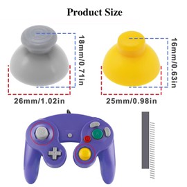 Yharnamite 6 Pcs Analog Joysticks Caps Replacement, Thumb Grip Joystick Caps Compatible with Gamecube Controller Analog Stick Covers Accessories(Yellow+Grey)