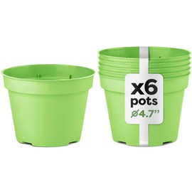 KameL Set of 6 Vibrant Flower Pots | Ideal for Outdoor and Indoor Use, Food-Safe Pots for Plants | Thick Small Plastic Flower Pots | Color: Lime Green | 4.7x3.5 Inches Planters
