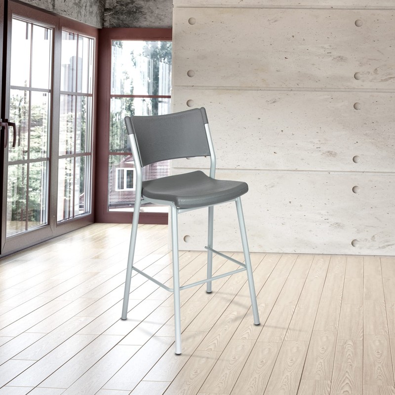 OEF Furnishings Blow Molded Bistro Stool, Grey (OEFCTS30)