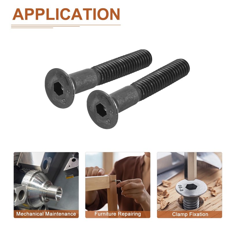 DTGN 5/16-18x2" Flat Head Socket Cap Screws, 10 Pack Hex