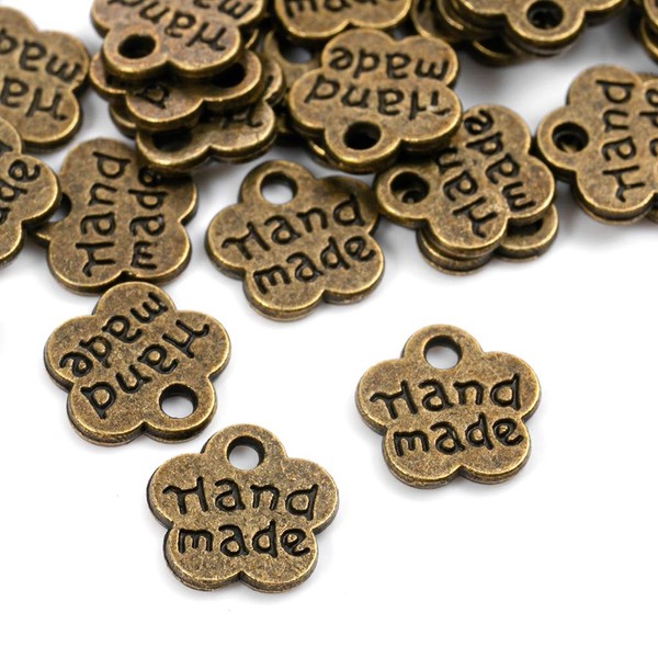 Pack of 200 Antique Handmade Metal Buttons Label Charm Pendant