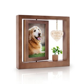 DERAKUS Pet Memorial Gifts for Dogs Cats,Dog Memorial Gifts for Loss of Dog,Rotating Wooden Picture Frame for 4x6in Photo,Loss of Dog Sympathy Gift,Bereavement Remembrance Gift