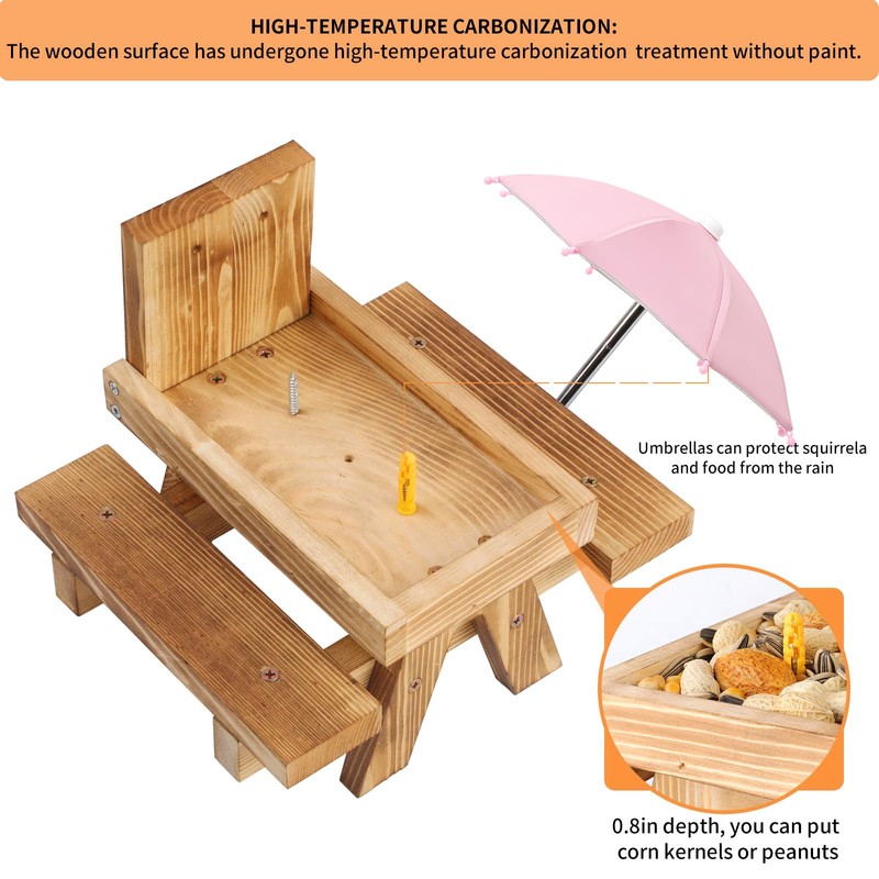 Gnodary Squirrel Feeder with Umbrella, Squirrel Feeders for Outside, Squirrel