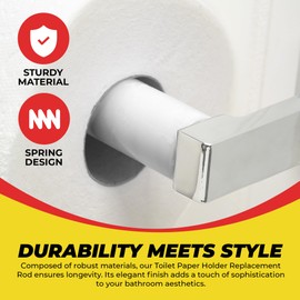 Qualihome White Universal Plastic Spring Loaded Toilet Paper Roll Holder Replacement Rod, White Toilet Paper Roll Replacement Rod