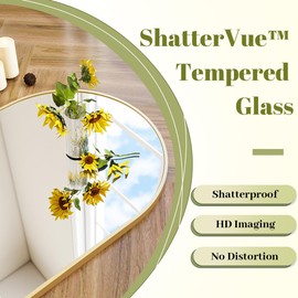 BEAUTYPEAK 30"x40" Arch Bathroom Mirror, Wall Mounted Vanity Metal Frame Mirror for Bedroom, Entryway, Living Room, Gold