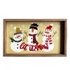 Grace Home Wood Snowmen Hanging Sign Wall Decor Decorative Wooden Snowman Let it Snow Sign