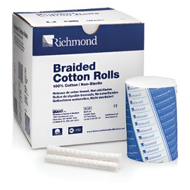 Richmond Dental 201210 Braided Cotton Roll, Non-Sterile, 5/16" Diameter, 1-1/2" Length, Small (Pack of 2000)
