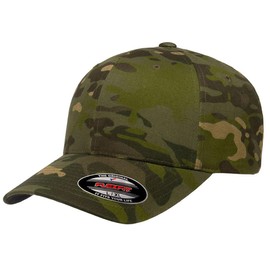 Joe's USA | Flex-Fit Premium Fitted Baseball Cap Camoflauge Green - S/M - Dark Green Camo Hunting Hat