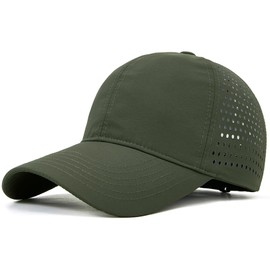 Taidor Quick Dry Baseball Cap Curved Brim Hat Laser Cut Mesh-Back Cap Olive Green M