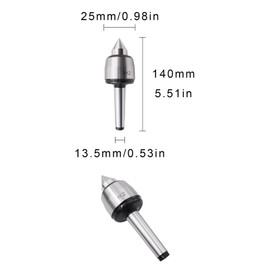 Live Tailstock Center, MK2, MT2 Live Center Lathe, Rotating Tailstock, Rotating Centre Tip, MT2 Center Lathe, Center MT2 Lathe, Revolving Center, Mitlaufende Grain Tip