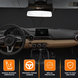 D-Lumina Front Windshield Sun Shade for 2017 2018 2019 Mazda MX-5 Miata, Foldable Front Window Sunshade Sun Visor for UV Rays & Sun Heat Protection Interior Accessories