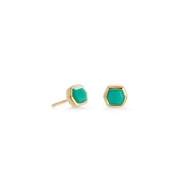 Kendra Scott Davie Stud Earrings in 18K Gold Vermeil, Fine Jewelry for Women, Chrysoprase