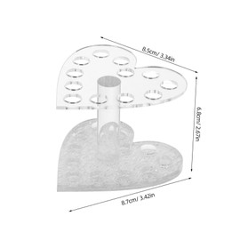 VICASKY Heart Shaped Nail Brush Tool Holder Silver Transparent Nail Art Pen Stand for UV Gel Brushes Prevents Mess and Keeps Workspace Organized