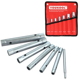 YOUKOOL 7-Piece Plumbers Spanner Wrench Set - Dual-Ended Socket Wrench for Shower Valves & Spark Plugs, 8-19mm Sizes with Tommy Bar