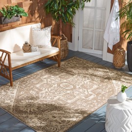 SAFAVIEH Beach House Collection 5'3" x 7'6" Cream/Beige BHS138A Indoor/ Outdoor Non-Shedding Easy Cleaning Patio Backyard Porch Deck Mudroom Area Rug