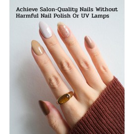 ruyeefam ruyeefam Nail Polish Strips - 22 Pcs Salon Quality Gel Nail Stickers - Long Lasting Wraps (Creamy Mushroom Brown)