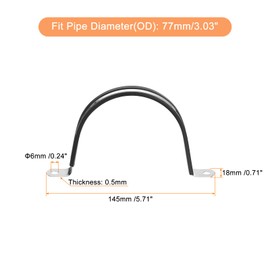 sourcing map 6Pcs 77mm(3") Cable Clamp, Rubber Pipe Strap Rubber Cushioned 304 Stainless Steel Hose Clamp U Shape Metal Clamp Tube Holder for Tube Pipe Wire