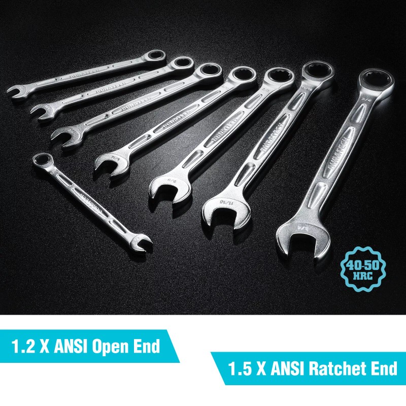 DURATECH 8PC Ratcheting Wrench SAE Set Combination 5/16" to 3/4"