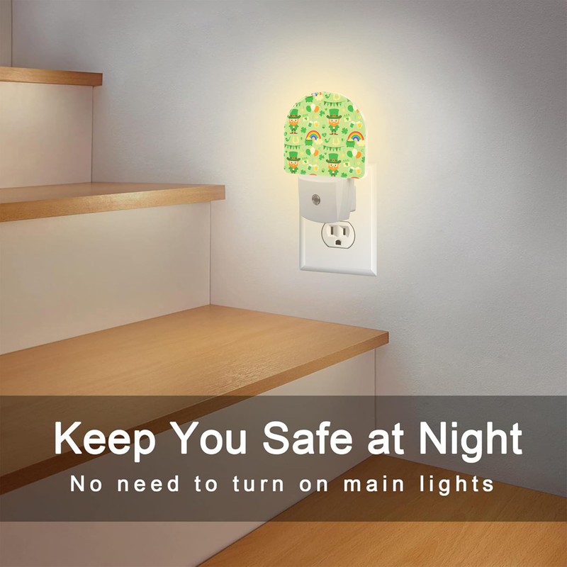St. Patrick's Day Cute Pattern Night Light for Kids,Green Shamrock
