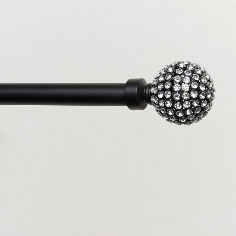 Exclusive Home Anastasia 1" Curtain Rod and Finial Set, Black,