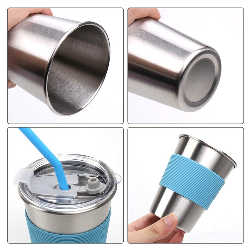 Rommeka Toddler Cups with Straws, 18/8 Stainless Steel Children Smoothie