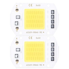 LED Chip, 50 W, 110 V, COB Light Source, Surface Luminous, 80 - 90 LM/W, Lighting Fixture, Approx. 2.4 x 1.6 inches (6 x 4 cm), COB LED Light Panel, Daylight 2 Pieces (White)
