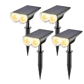 Linkind StarRay Dusk-to-Dawn Solar Spot Lights Outdoor Waterproof, IP67 3000k Warm White Solar Lights, 16 LEDs Solar Landscape Spotlights for Yard Garden Driveway Porch Walkway, 4 Pack