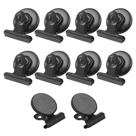 10 Pcs Magnetic Clips, Strong Metal Fridge Magnets, Magnetic Clamps, Magnet Holders, Heavy Duty Refrigerator Magnet Clips for Office, School, Whiteboard, Magnetic Board, Fridge - Black