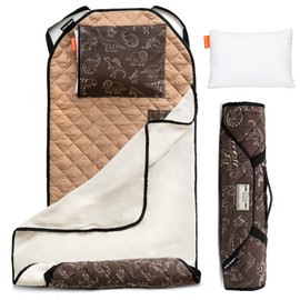 Tot Cot Kids Nap Mat - Toddler Preschool Daycare Bedding Cover with Blanket and Pillow - Dinosaurs