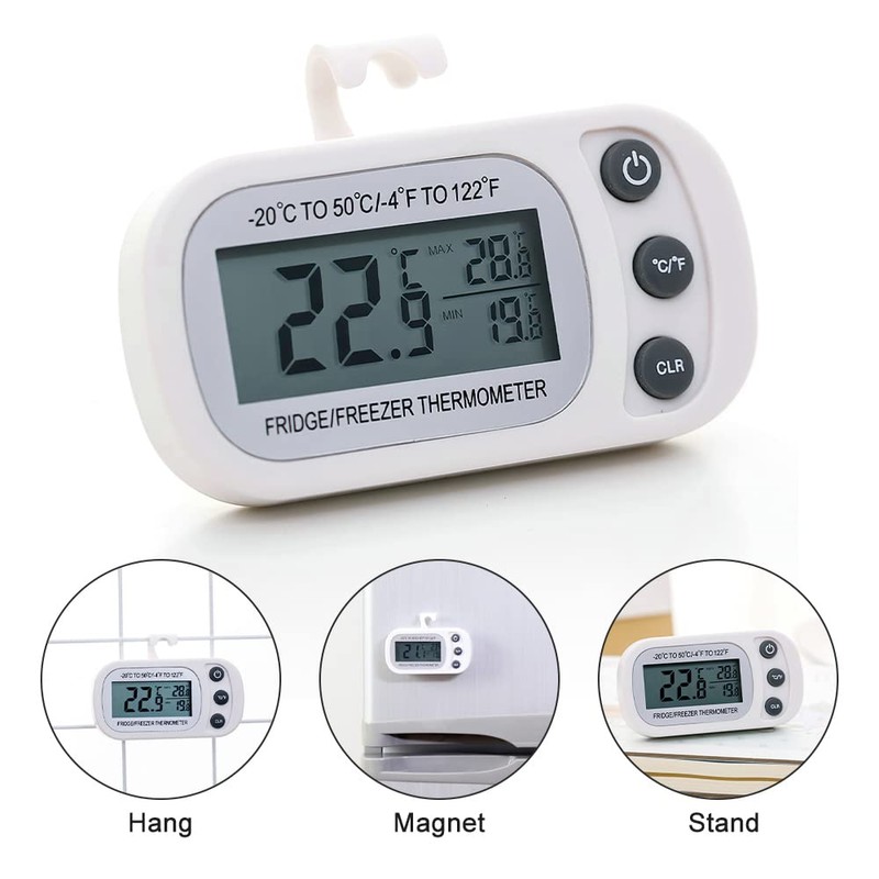 Lotvic 4 Pack Fridge Thermometer, Freezer Digital Refrigerator Thermometer with