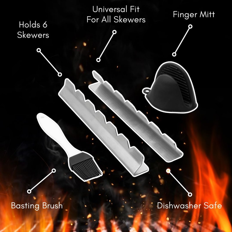 RIMCROW Kabob Rack for Grill, Oven or Smoker; Holds Shish