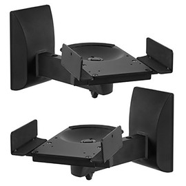 Mount-It! Speaker Wall Mounts, Pair of Universal Side Clamping Bookshelf Speaker Mounting Brackets, Large or Small Speakers, 2 Mounts, 55 Lbs Capacity, Black (MI-SB37)