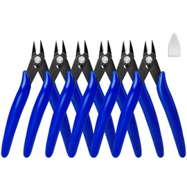 6 Pack Wire Cutters Set, 5" Ultra Sharp Flush Cutters, Carbon Steel Side Cutters for Jewelry Making, Electronics, 3D Prints,Crafting, Model Sprue, Zip Ties(5", Blue)