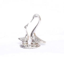 DreamKraft Metal Love Birds swan Set Pair of Kissing Duck, Showpiece Statue - Medium, Silver