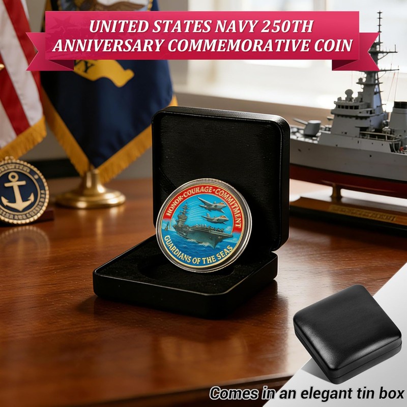 Navy 250th Anniversary Coin US 250th Commemorative Double-Sided Challenge Coin