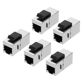 sourcing map 5 Pack RJ45 Cat 6A Ethernet Coupler, Cat6A Shielded Coupler Jacks Female to Female Ethernet Adapter, Silver