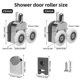 4 stück 25mm glastürrolle,duschtürrollen,duschkabine rollen,türrollen 2 oberrolle und 2 unterrolle,für glas dusch schiebetüren pulleys läufer bad roller ersatz schiebetür