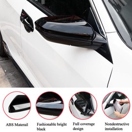 Rifoda For Civic Glossy Black Style Full Coverage Rear View Mirror Cover for Honda 10th gen Civic 2016 2017 2018 2019 2020 2021 Car Door Side Mirror Cover Trims ABS Material