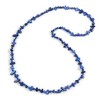 Avalaya Inky Blue Shell Nuggets/Glass Crystal Bead Long Necklace/114cm L