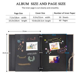 Boic DIY Photo Album, 60 Black Pages, DIY Linen Photo Albums, Scrapbook Album for Gluing, Retro Refillable Photo Book, Birthday Anniversary Gift (White)