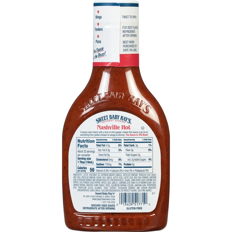 Sweet Baby Ray’s Nashville Hot Wing Sauce,16 Fl Oz (Pack