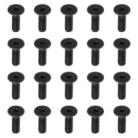 PATIKIL #4-40 x 3/8 Inch Flat Head Socket Cap Screws, 20 Pack Flat Countersunk Bolts Hex Socket Drive Machine Screws Full Thread Coarse Thread UNC Black Oxide Grade 10.9