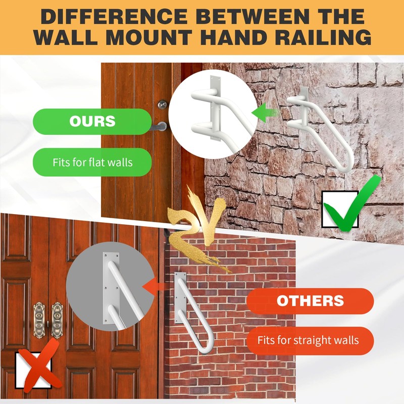 Right Side Wall Mounted handrail, Garge Door Stair Railing for