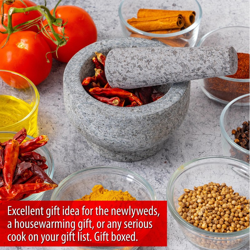 Maxam Grey Mortar and Pestle Set - 5 Inch -