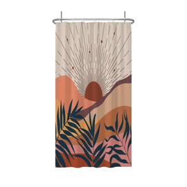 Baocicoo Boho Abstract Sun Shower Curtain Mid Century Sunrise Mountain Shower Curtain for Bathroom Minimalist Aesthetic Bathroom Decorations Waterproof Curtain for Bathroom with Hooks 36x72 Inches