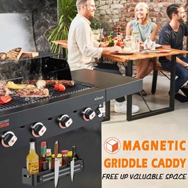 UNUSFIRE Magnetic Griddle Grill Caddy Organizer,Grill Caddy with Magnetic Tool Holder for Grilling BBQ,Space Saving Magnetic Utensils Holder for Outdoor Blackstone Griddle