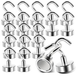 Anelueeoo 16 Pack Magnetic Hooks Heavy Duty Strong Neodymium Magnet Hooks, Strong Magnetic Hook for Fridge, Cruise, Magnets with Hook for Kitchen, Hanging, Grill, Garage