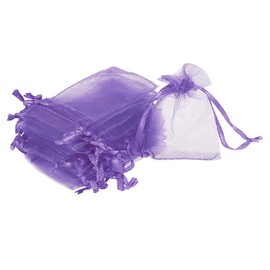 MECCANIXITY 50pcs Organza Bags 2x3 Inch Drawstring Favor Pouches Sheer Mesh Bag for Gift Jewelry Wedding Party Christmas Candy Purple